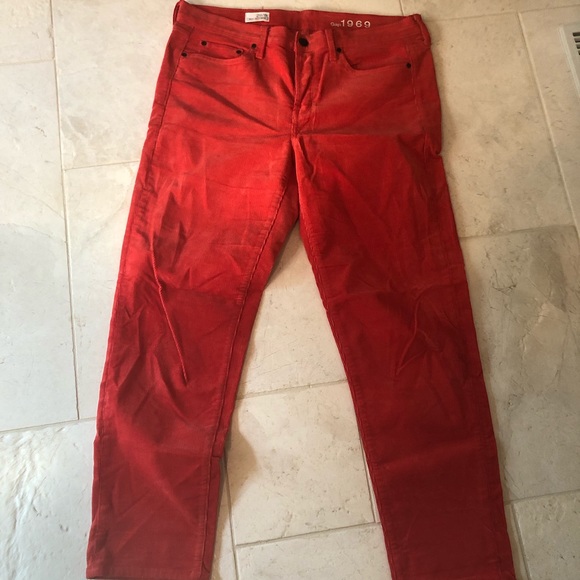 Gap 1969 sexy boyfriend coral corduroy jeans 29/8 - Picture 2 of 4